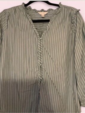 LC Lauren Conrad Light Blue Striped Blouse